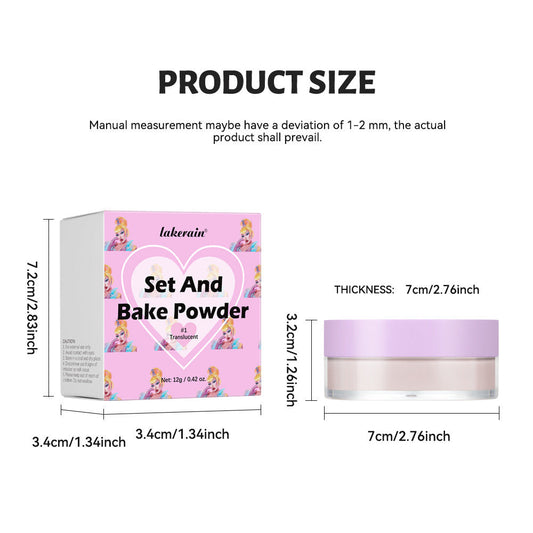 Bake Powder with Rice Powder & Vitamin-E, Lightweight & Translucent Makeup, Cosmetic Setting Powder