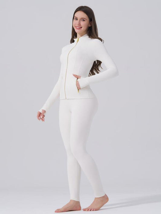 🔥LAST DAY SALE 50% OFF -Golden Zipper ✨ Gardenia Fragrance 🌼 Soft Brushed Women’s Tracksuit Set