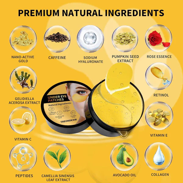 【💥New product】Collagen & Retinol 24K Gold Under Eye Patches with  – For Dark Circles, Puffiness & Wrinkles